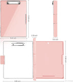 Clipboard with Storage,Heavy Duty Clip Boards 8.5x11 with 2 Storage Case,Clear Visible Top Panel Storage Clipboards,Side Opening Clip Boards,Nursing Clipboard Folder Case for Office Supplies-Pale Pink