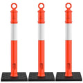 RoadHero 45 Inch Delineator Post with Base, Portable Orange Traffic Delineator Posts Cones with Reflective Collars for Parking Lots, Road Safety, Construction Events 3 Pack