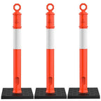 RoadHero 45 Inch Delineator Post with Base, Portable Orange Traffic Delineator Posts Cones with Reflective Collars for Parking Lots, Road Safety, Construction Events 3 Pack
