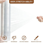 Stretch Wrap Roll, 18" x 1500ft 80 Gauge Heavy Duty Shrink Wrap Alternative, Clear Industrial Strength Stretch Film, Plastic Wrap for Moving, Packing, Pallet, Furniture(4 Rolls)