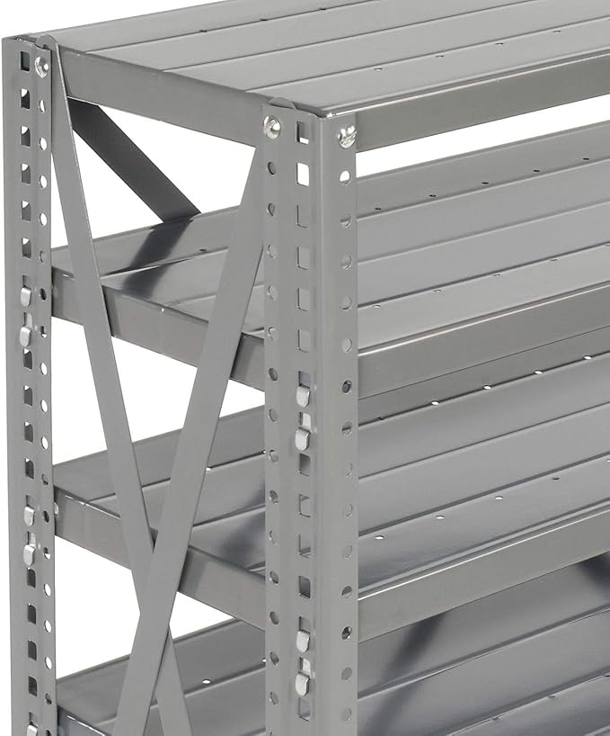 Global Industrial 7 Shelf Steel Shelving with (36) 4" H Plastic Shelf Bins, Gray Frame & Blue Bins, 36" W x 12" D x 39" H, Industrial or Commercial Storage, Assembly Required