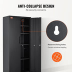 VEVOR Metal Storage Cabinet, Steel Locking Storage Cabinet with 2 Magnetic Doors and 4 Adjustable Shelves, 71'' Metal Cabinet 200 lbs Capacity per Shelf with 3 Keys, for Office, Home, Garage, Black