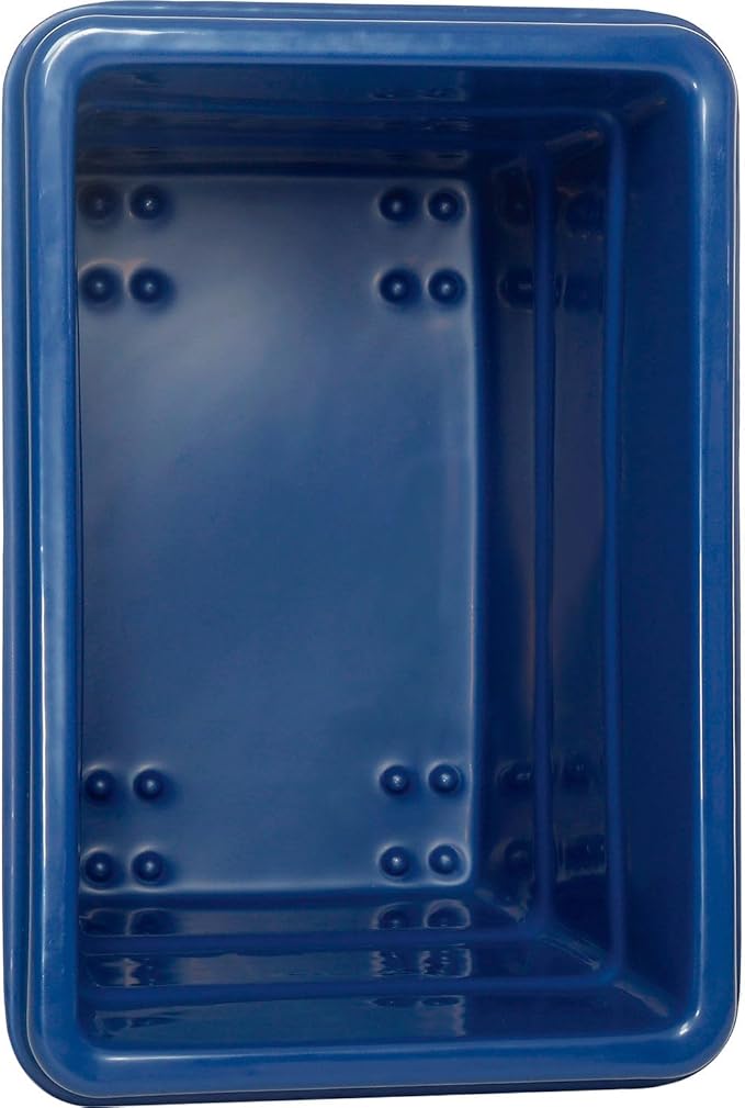 Global Industrial 6 Bushel Plastic Bulk Box Truck, Direct Mount Base, 500 lbs. Capacity, 3" Non-Maring Rubber Casters, Blue, 33-2/5"L x 23" W x 24-1/2"H