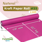 PerkHomy 17.8" x 1,440" (120') Rose Red Kraft Paper Roll for Craft Bulletin Board Paper Art Table Covering Crafting Gift Wrapping Bouquet Packing Parcel 80GSM 55LB (Rose Red, 17.8" x 120')