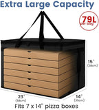 Cooler Insulated Food Delivery Bag & Drink Carrier with Hard Bottom, XXX-Large Pizza Bags for Doordash/Uber Eats, Grocery Catering Travel Thermal Frozen Carrier, Cold Warmer Accessories for Door Dash