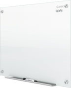 Quartet Glass Whiteboard, Non-Magnetic Dry Erase White Board, 24" x 18", Infinity Frameless Mounting, Includes Dry Erase Marker, Frosted White (G2418F)