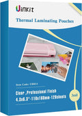 Uinkit 120Pack Thermal Laminating Pouches 3mil Laminating Sheets 4.3x6.3 inches for Sealed 4x6 Photo Card Documents, Glossy Clear Laminator Pouch Rounded Corner