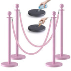 kaiyomi 4Pcs Stanchions with Pink Velvet Ropes Set, 5 Feet Velvet Ropes and Posts Poles for Red Carpet Party Decoration and 360° Photo Booth (Pink)
