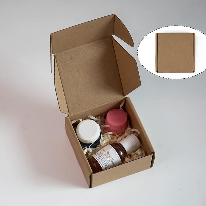 50 Pack 4x4x2 Inches Small Shipping Boxes, Brown Corrugated Cardboard Boxes, Moving Mailing Packing Box