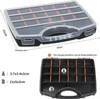 Hardware Parts Storage Box with Removable Dividers for Screws Bolts Fishing Tackle and Small Components, Lightweight PP Tool Organizer Case with Hinged Lid for Home Workshop and Travel