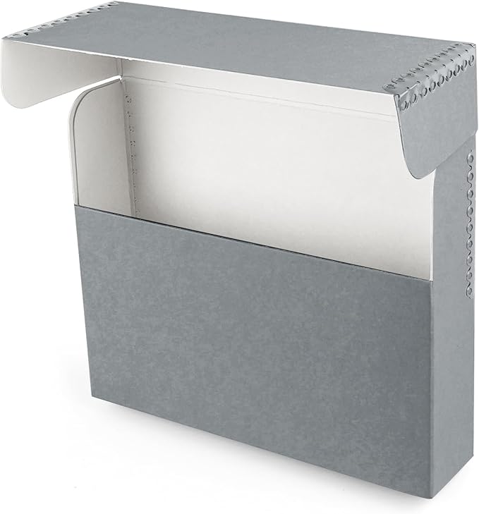 Lineco Archival Document Storage Box with Metal Edge, Acid-Free Gray Boxboard, Organize and Store Files, Prints, Photos, Legal-Sized Case 15.5" x 10.5" x 2.5" Wide, Pack of 2