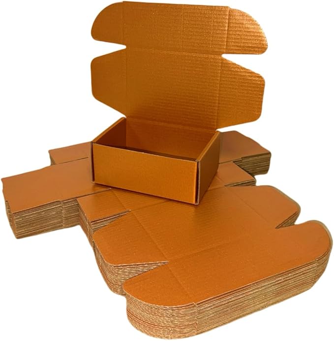 50 Pcs 4.3 x 3.1 x 2 inches Mini Size Corrugated Cardboard Gift Boxes Recyclable Shipping Boxes for Packing Jewelry Ornament Gift Craft Packaging Supplier (Copper, 4.3 x 3.1 x 2")