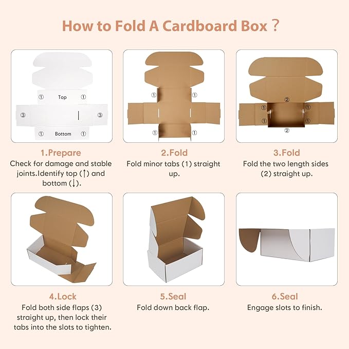 9x6x2 inches Shipping Boxes Set of 25, Small Corrugated Cardboard Box, Literature Mailer, Gift Boxes (White, 9x6x2)