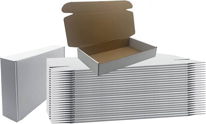 12x6x2 inches Shipping Boxes Set of 25, White Cardboard Box Kraft Corrugated Mailer Box，Boxes for Shipping E-commerce Packaging, Holidays Gift and Small Business Giving Literature Mailing