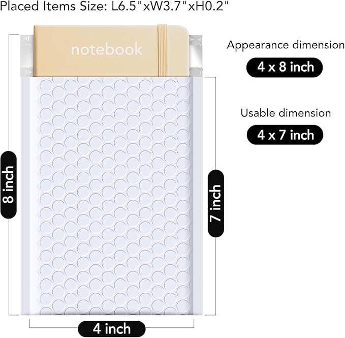 Fuxury Bubble Mailers 4x8" White Padded Envelopes 1000Pack Strong Adhesion Thick Padded Mailers for Small Business Mailing Small Items,Jewelry,Makeup