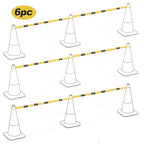 RoadHero 6 Pack 4 FT to 6.9 FT Retractable Cone Bar, Expandable Traffic Cone Bars for Parking Lots, Extendable Barricade for Road Construction, Black and Yellow, Cone Not Included