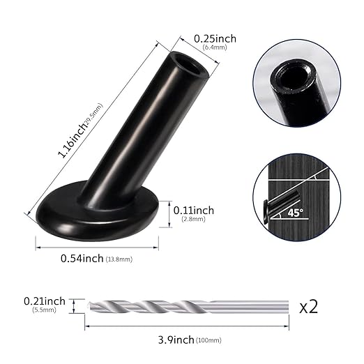 40 Pack 45 Degree Angle Protective Sleeves, Black Cable Railing Corner Protector Sleeve Beveled for 1/8" Wire Rope, T316 Marine Grade Cable Railing Kit with Two Drill Bit for Wood Posts HF039B