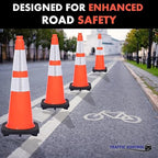 3 Pack 28" Inch Orange Traffic Safety Cones with Dual Reflective Collars - High Visibility Industrial Pylons Traffic Cones for Road, Parking Lots, Driving, Construction
