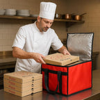 Bodaon Insulated Pizza Delivery Bag, 16" x 16" x 14" Pizza Warmer Bags for Carry Hot, Commercial Delivery Bag, Food Warmers for Parties, Pizza Pack Insulation, Pizza Carrier, Red, 1-Pack