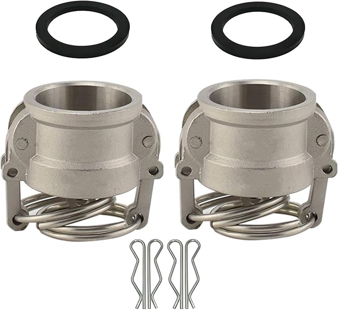 2PCS Aluminum Type DC Cam and Groove Fitting, Female Coupler x Female NPT, with 2PCS Camlock Gasket Fitting (0.75")
