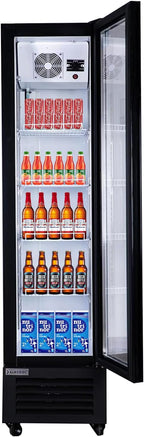 Commercial Beverage Refrigerator Display Fridge,Slim Single Glass Door Merchandiser Drink Cooler with LED Light Adjustable Shelves,ETL Sanitation,6 Cu Ft,16.15" Wide