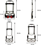 LEADALLWAY Dolly Cart Folding Hand Truck and Dolly,Steel Portable Cart with Telescoping Handle and Nylon+Rubber Wheels 220 lb Capacity