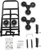 Folding Stair Climbing Dolly, Heavy Duty Stair Climbing Cart Dual-Purpose Cart 551 Lbs Capacity 33x40cm Extended Deck Dual-Wheel Support Bars Sturdy Wheels for Offices, Campsites, Event Venues