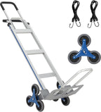 Heavy-Duty 2-in-1 Aluminum Stair Climbing Hand Truck – 600 lbs Capacity, Dual Handles, Extendable Base Plate, 6 Wheels, 2 Elastic Ropes – Versatile Trolley for Home, Warehouse, Shopping – Silver