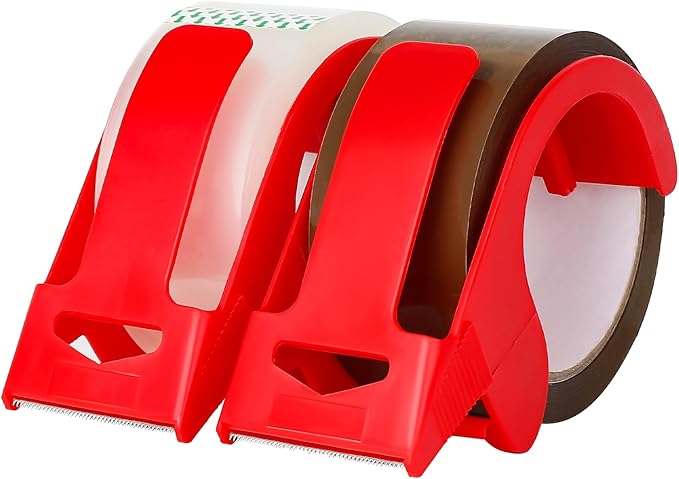 CHUANGSEED Clear and Brown Packing Tape with Dispenser-2.7mil x 1.88" x 55Y Heavy Duty Packing Tape for Moving Boxes-Moving Tape Strong Adhesive Packaging Tape