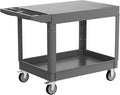 2-Tier Rolling Tool Cart,Heavy-Duty Plastic Service Cart with Lipped Shelves,550 lbs Capacity Utility Cart,Flat Top 46 x 26 Inch Rolling Work Carts for Garage,Salon,Kitchen,Office-Gray
