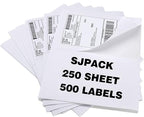 SJPACK Half Page Self Adhesive Shipping Labels, 8.5" x 5.5" Shipping Labels Compatible Laser & Inkjet Printer 2 Label Per Sheet (250 sheets-500 Label)