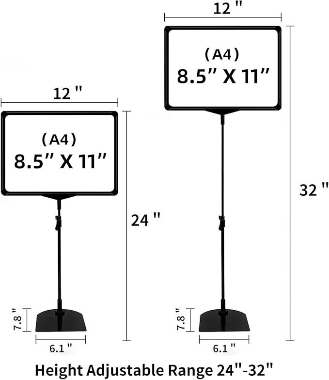 Sign Holder Stand,Sign Stand for Display,Adjustable Sign Holders For Table Top,Table Sign Holders 8.5 x 11,2 Packs,(Black, 39''height 2pcs)