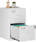 2 Drawer Vertical File Cabinet with Lock, White Metal, Under Desk, Easy Assemble