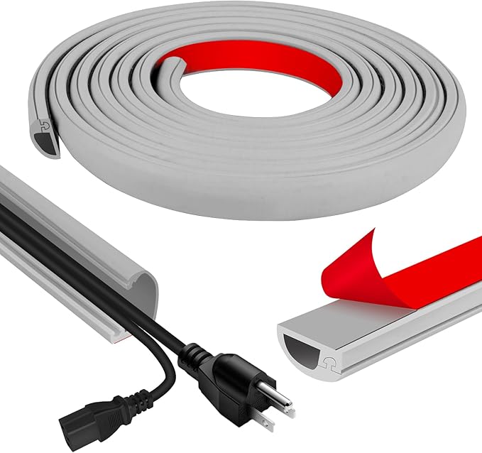 Cord Wall Cover, 118in Self-Adhesive Wire Covers for Cords on Wall, Extension Cable Hider for Floor, Mounted Tv, Home and Office Cavity 0.63" Wx0.31 H