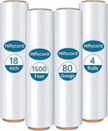 Stretch/Shrink Wrap Roll 18 Inch 1500ft,Heavy Duty 800% Stretch,Clear 80 Gauge Industrial Strength Stretch Film,Plastic Wrap for Pallet Wrap for Pallets,Packing, Shipping&Furniture Protection(4 Roll)