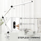 Micomlan LED Desk Lamp with Clamp, Dual Light Table Lamp with Adjustable Swing Arm, Eye-Care 4 CCT Modes & 5 Brightness Levels Clip-on Architect Modern Desk Light for Home Office Crafting Sewing