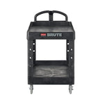 Rubbermaid Commercial Products 2-Shelf Utility/Service Cart, Medium, Black, Lipped Shelves, Ergonomic Handle, 500 Lbs Capacity, forfor Warehouse/Garage/Cleaning/Manufacturing