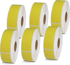 BETCKEY - 1" x 3" Barcode & Address Labels Compatible with Zebra & Rollo Label Printer,Premium Adhesive & Perforated[Yellow, 6 Rolls, 3120 Labels]