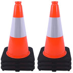OrangeStar 18" Traffic Cones 6-Pack with Weighted Rubber Base, 6" Reflective Collar, Orange Safety Cones for Parking Lot, Road Construction, Warehouse, Highway, Weatherproof PVC
