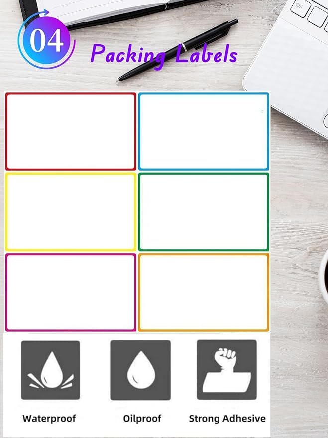 5" x 3" Large Moving Labels for Boxes, Packing Supplies for Moving Color Coded Blank Labels Stickers 120pcs for Home Organization Projects, Kitchen, Storage Bins. Permanent Adhesion