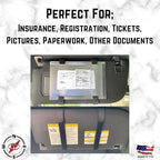 Car Registration and Insurance Holder Visor - Durable Elastic Band & Buckle Closure - Conveniently Stores Documents - Essential Car Accessory (Royal Blue/Blue), Made in USA