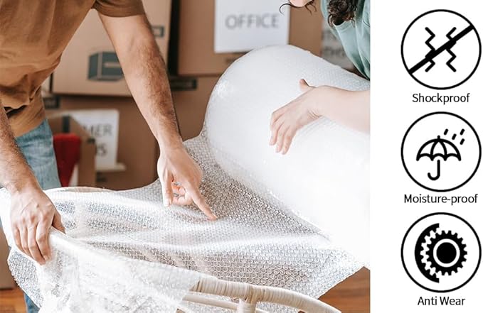 2 Pack-12 inchx100ft Total Small Bubble Cushioning Wrap Bubble Wrap for Extra Protection Packaging Mailers, Nylon Wrap Rolls Moving Cushioning Supplies for Moving & Shipping, Perforated Every 12”