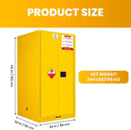 90 Gallon Yellow Flammable Storage Cabinet, Fireproof Steel Chemical Storage Locker with Adjustable Shelves, for Flammable Liquids, Industrial Use, Free Returns!