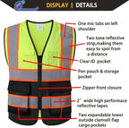 Reflective Mesh Safety Vest for Men Women with 5 Pockets and Zipper Front High Visibility Mesh Vest Hi Vis Construction Work Vest,Meets ANSI/ISEA Standards(EK175-Yellowblack-2XL)
