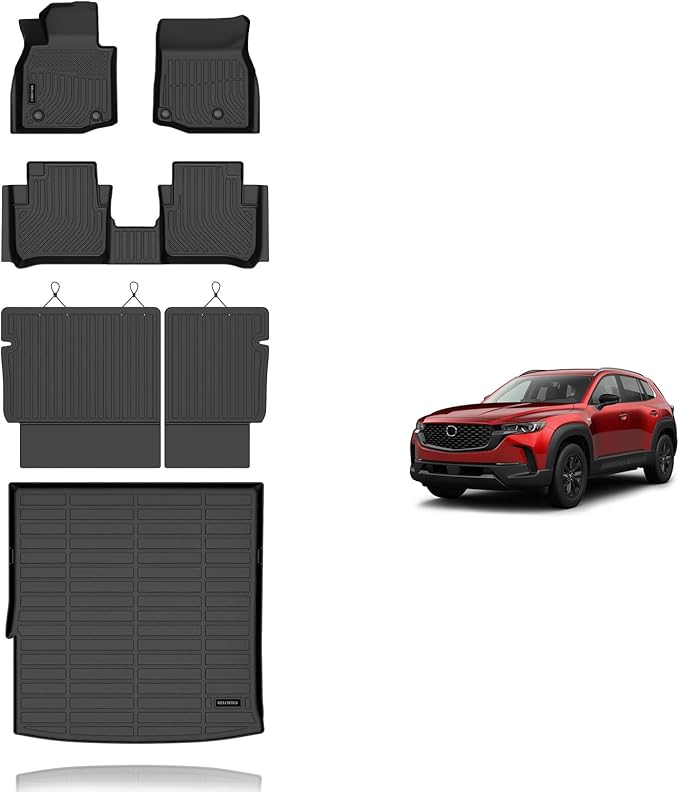 KELCSEECS® Floor Mats & Cargo Liner with Seatback Mats for 2025 Mazda CX-50 Hybrid,All Weather Protection TPE Floor Liners Front& Rear Row Full Set CX50 Hybrid Accessories Black