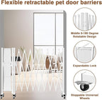 Expandable Driveway Gate for Outdoor Fence, 207" Wide Portable Expandable Barricade Gate with Casters, Accordion Fence for Dogs Outside with Gate, Outdoor Metal Fence Gate for Yard Adjustable, White