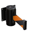 Crowd Control Warehouse - CCW Series WMB-125 Fixed Wall Mount Retractable Belt Barrier - 11 Foot, Black & Orange Diagonal Stripes Belt with Black Steel Case