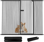 Lumizone Extra Tall Cat Gate 55.12" High Pressure Mounted Extra Wide 2025 New (17 Sizes) 1.37" Gap No Drilling Auto-Close One-Handed Operation Tall Pet Gate for Dogs(Black, 55.12" H x 71.85"-75.97" W)