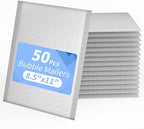 Bubble Mailers, 8.5x11 Waterproof Padded Envelopes - 50Pack Self Seal Bubble Envelopes, Shipping Envelopes for Small Business, Envelope Mailers for Jewelry Gifts, White