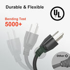 Outdoor Extension Cord Waterproof 100 FT, Black 12/3 SJTW Heavy Duty, Flexible 100% Copper 3 Prong Extension Cord for Lawn, Garage,UL Listed